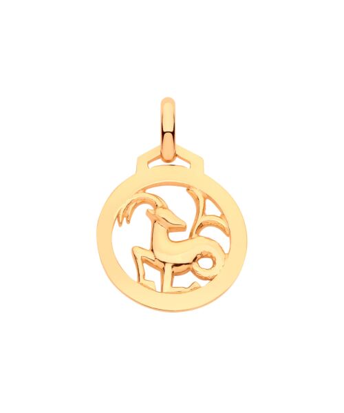 Yellow Gold  Round Zodiac Pendant CAPRICORN ZD0024