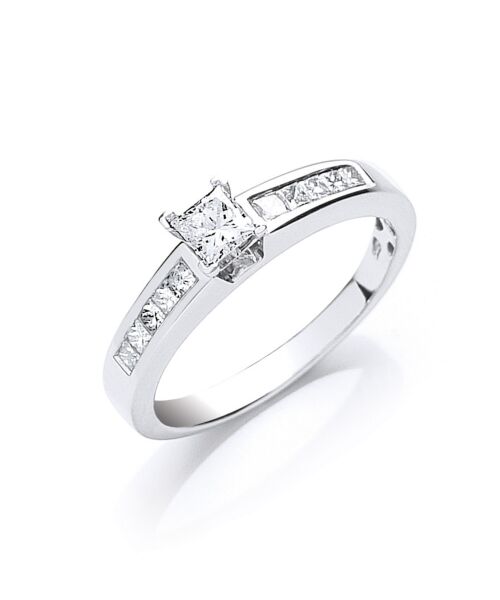 18ct White Gold 0.50ct Princess Cut Diamond Ring