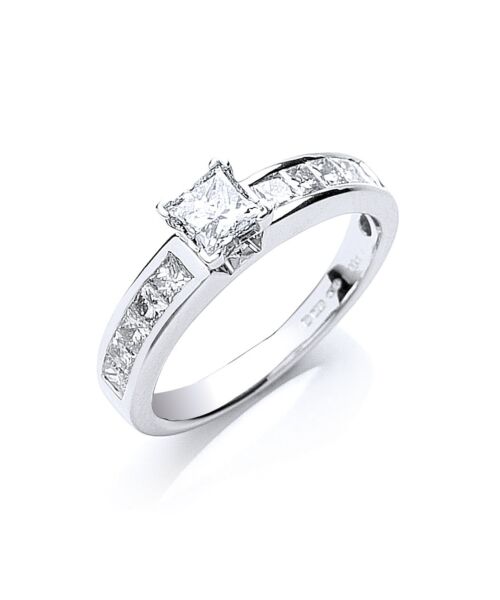 18ct White Gold 1.00ct Princess Cut Diamond Ring