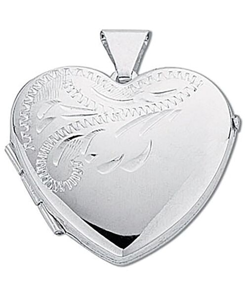 Silver Medium Engraved Heart Shaped Locket SLK0004