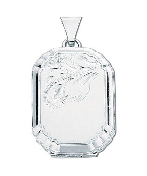 Silver Engraved Rectangular Shaped Locket SLK0027