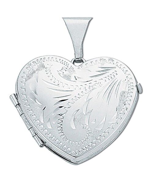 Silver Engraved Heart Shaped Family Locket SLK0034