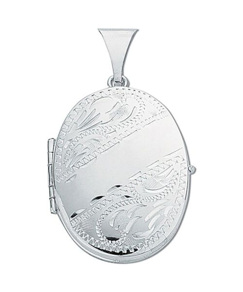 Silver Engraved Oval Shaped Family Locket SLK0035