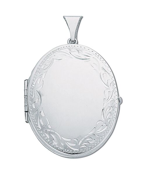 Silver Large Engraved Oval Shaped Family Locket SLK0036
