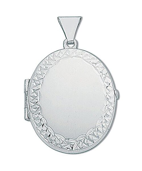 Silver Medium Engraved Oval Shaped Locket SLK0014