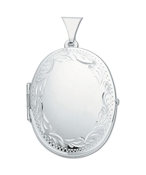 Silver Medium Engraved Oval Shaped Locket SLK0020