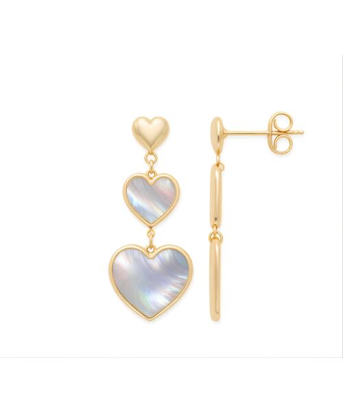 Yellow Gold MOP Hearts Drop Earrings ER1740