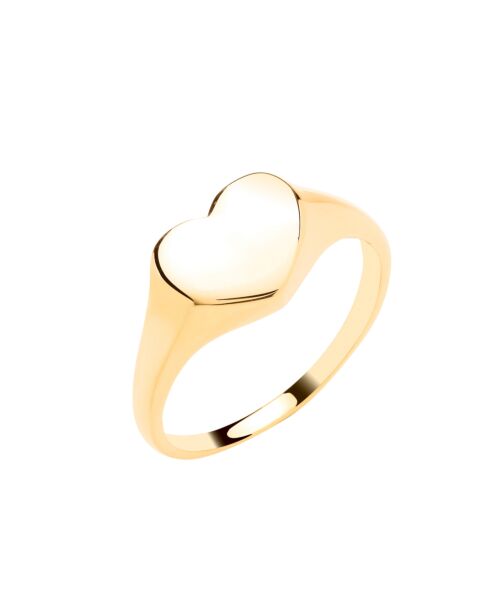 Yellow Gold Heart Signet Ring
