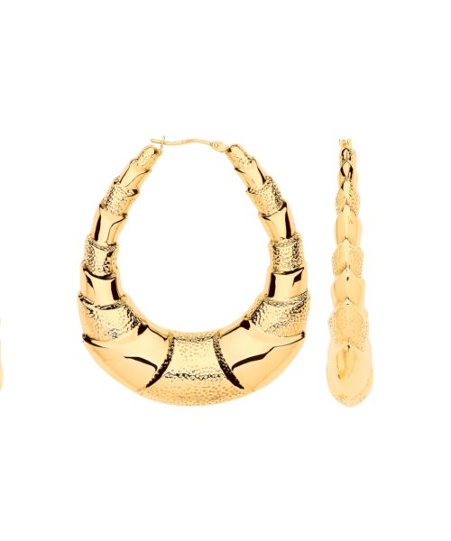 Yellow Gold Fancy Oval Design Large Creoles ER1771