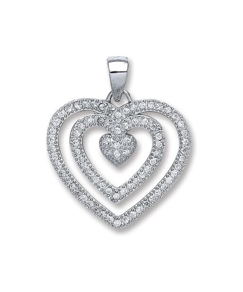 Silver Fancy Heart Cubic Zirconia Pendant SPD0237