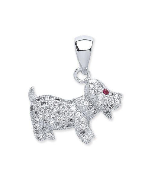 Silver Cubic Zirconia Dog Pendant SPD0256