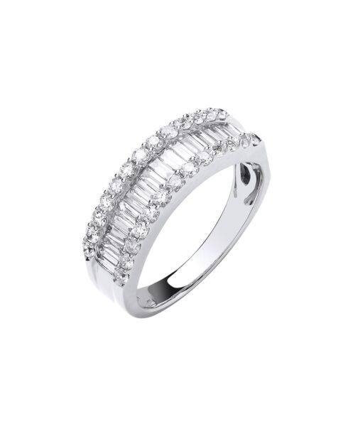 18ct White Gold 1.00ct Baguette & Brilliant Cut Diamond ET Ring