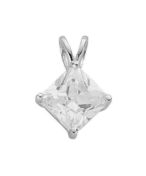 Silver Claw Set Princess Cut Cubic Zirconia S/S Pendant SPD0079