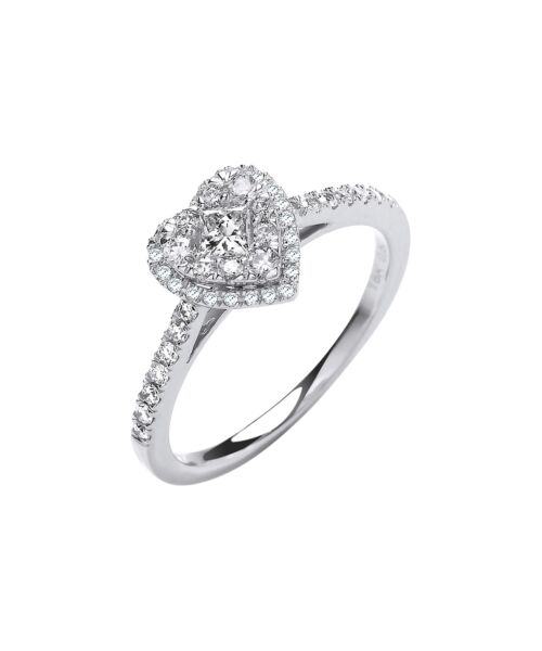 18ct Heart Shaped 0.50ctw Dress Ring.