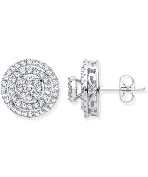 18ct White Gold Multi Circles 0.70ctw Diamond Stud Earrings DER0257