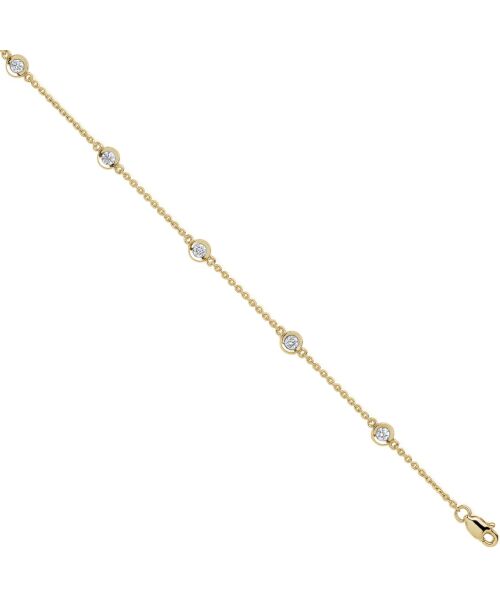 18ct Yellow Gold 0.40ct Diamond by the yard Rubover Bracelet DBR0098