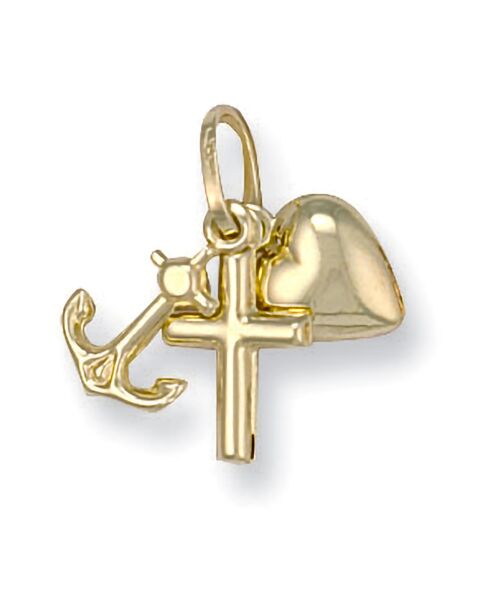 Yellow Gold Faith Hope & Charity Pendant PD0184