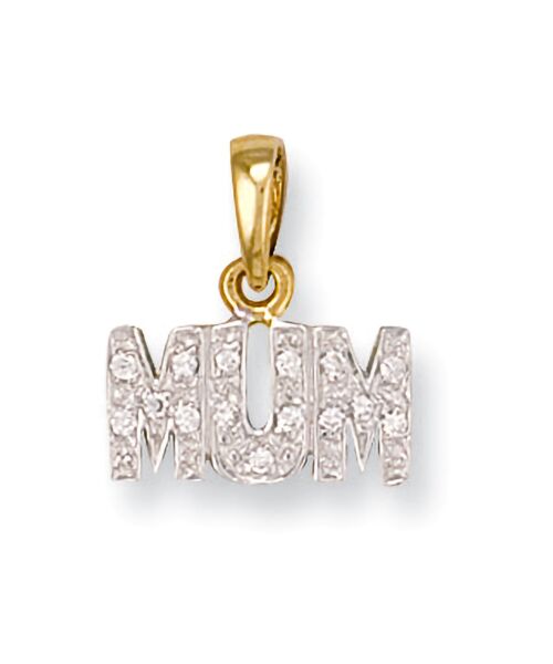 Yellow Gold Cubic Zirconia Mum Pendant PD0345