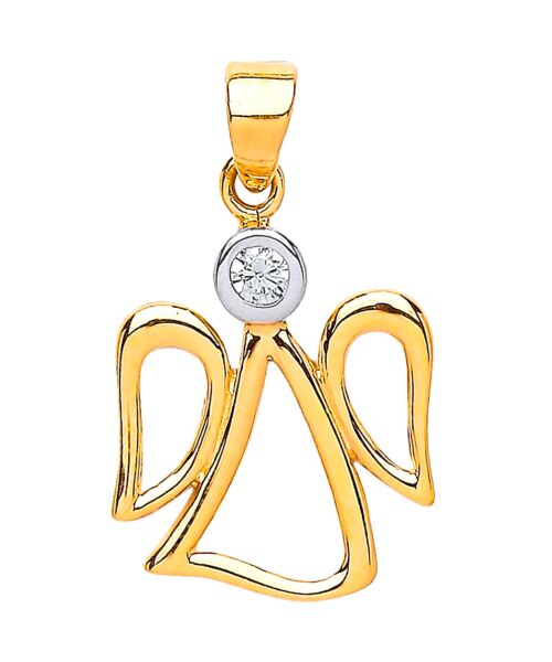 Yellow Gold Cubic Zirconia Angel  Pendant PD0637