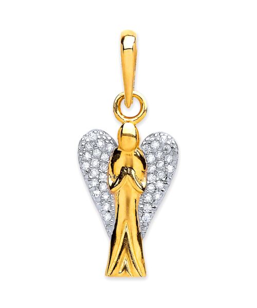 Yellow Gold Cubic Zirconia Angel Pendant PD0638