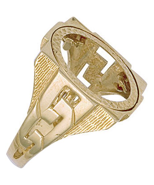Yellow Gold (Full) Square Top  ID Sides Sovereign Ring
