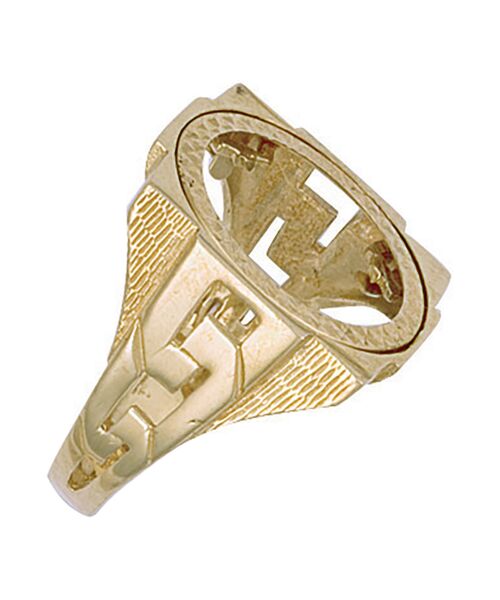 Yellow Gold (Half) Square Top  ID Sides Sovereign Ring