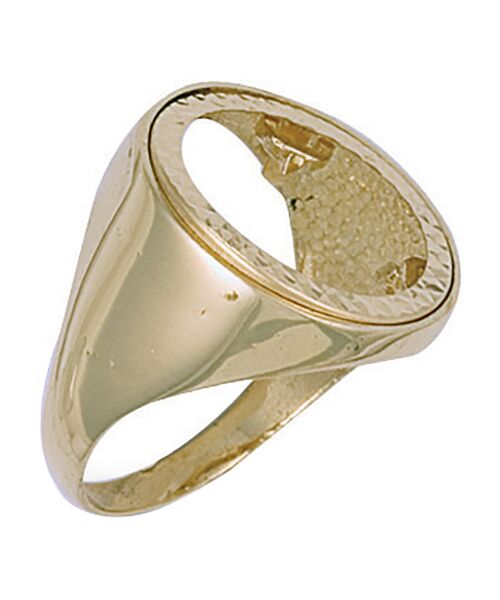 Yellow Gold (Half) Plain Sides Sovereign Ring