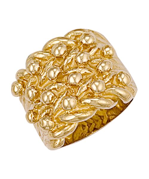 Yellow Gold Woven Back 4 Row Keeper Ring