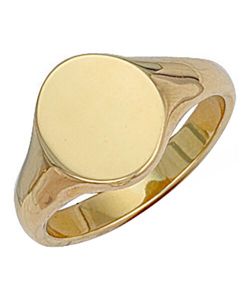 Yellow Gold Oval Plain Signet Ring