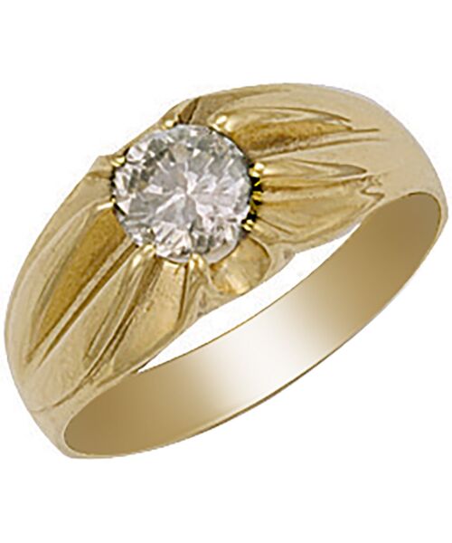 Yellow Gold Cubic zirconia Gipsy Ring