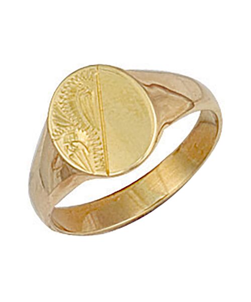 Yellow Gold Oval Engraved Maiden Signet Ring