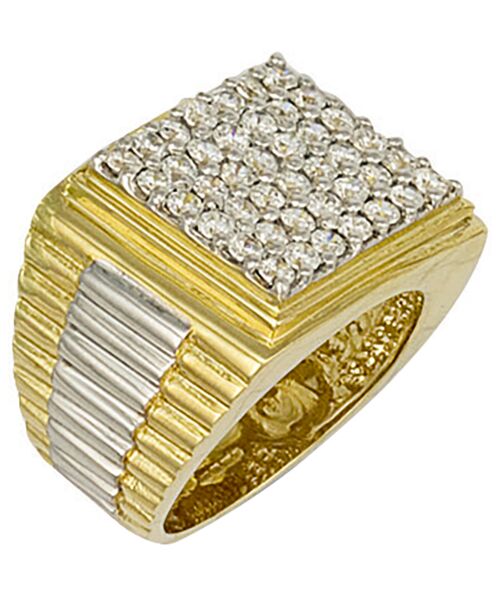 Yellow Gold Square Top Gents Cubic zirconia Ring