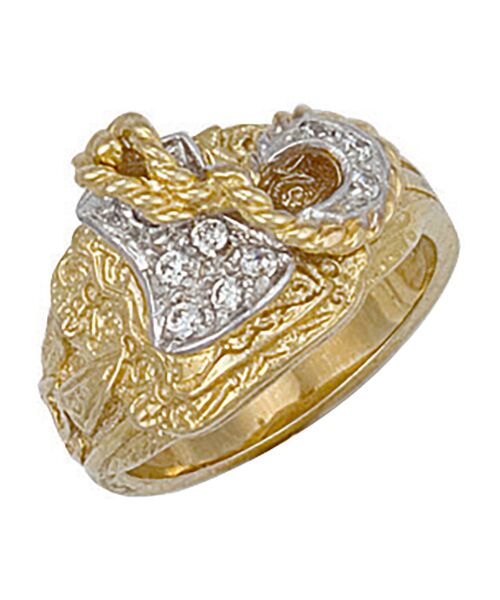 Yellow Gold Cubic zirconia Saddle Ring
