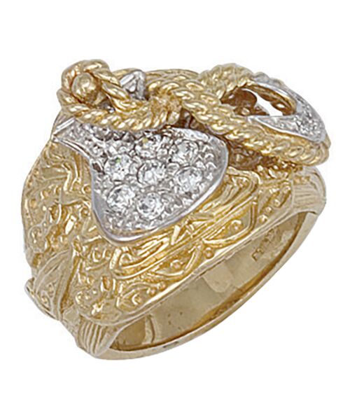 Yellow Gold Cubic zirconia Saddle Ring