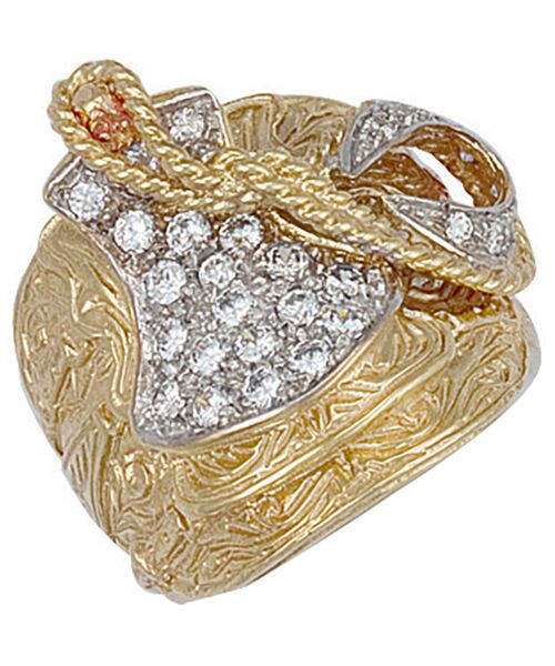 Yellow Gold Cubic zirconia Saddle Ring