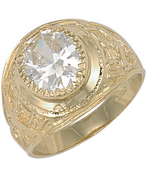 Yellow Gold White Cubic zirconia Stone College Ring