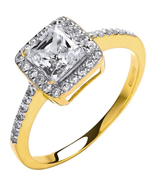 Yellow Gold Ladies Princes Centre Cubic zirconia Ring