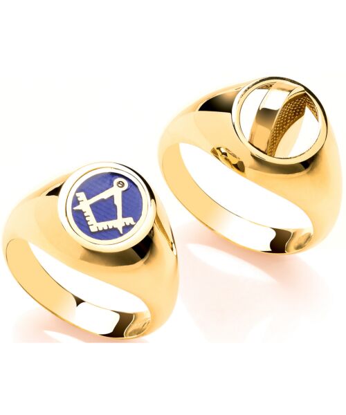 Yellow Gold Masonic Swivel OVAL Signet Ring