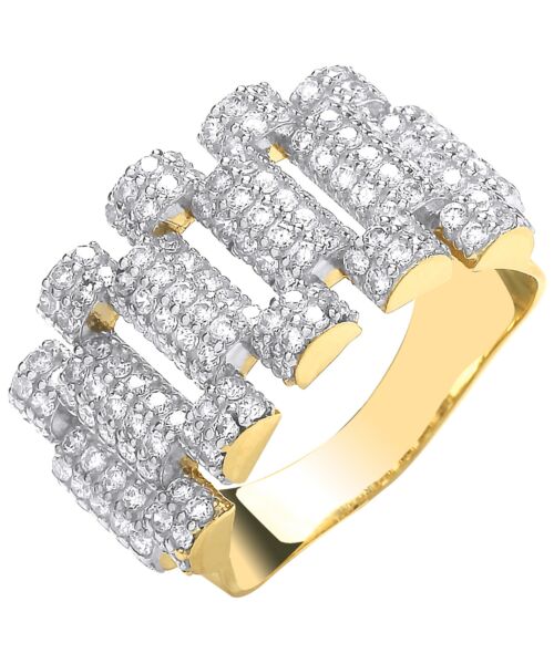 Yellow Gold Cubic zirconia Fancy Link Ring