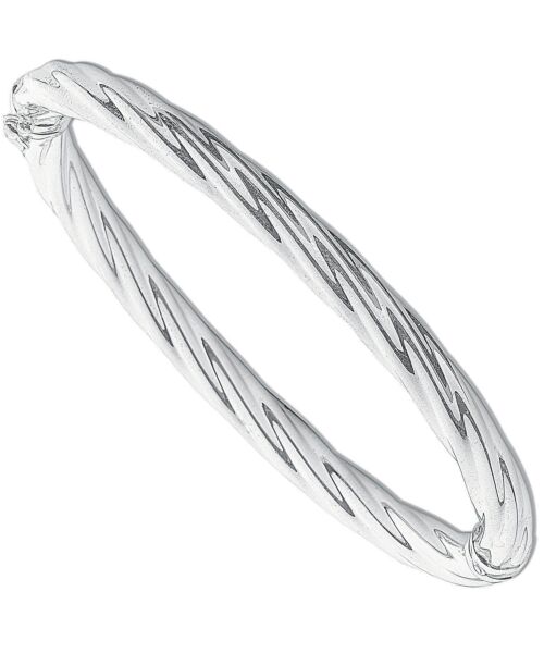 Silver Twisted Hollow Hinged Bangle SBN0017