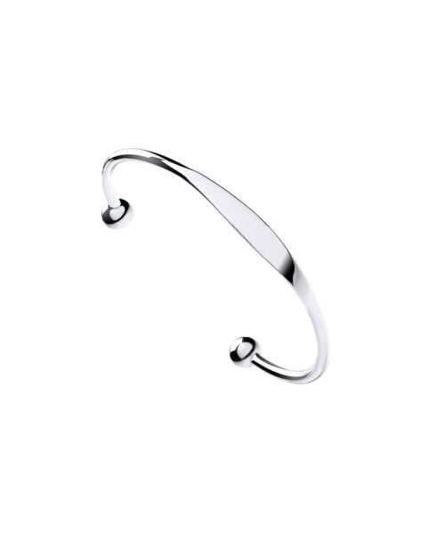 Silver Ladies Solid Torque Bangle with ID plate SBN0133