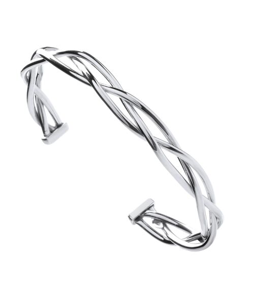Silver Twisted Hollow Tube Open Bangle SBN0143
