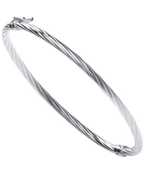 Silver Twisted Hollow Hinged Bangle SBN0159