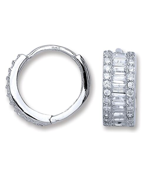 Silver Cubic Zirconia Huggies Earrings SER0411