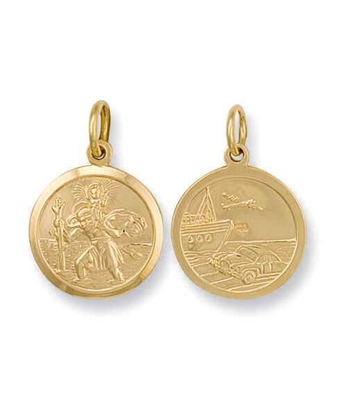 Yellow Gold Double Sided St Christopher Pendant SM0027