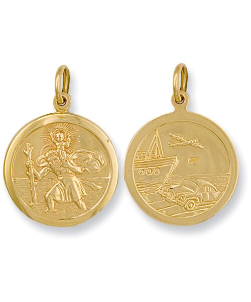 Yellow Gold Double Sided St Christopher Pendant SM0028