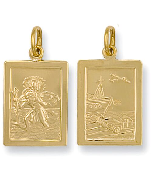 Yellow Gold Rectangular Shaped St Christopher Pendant SM0029