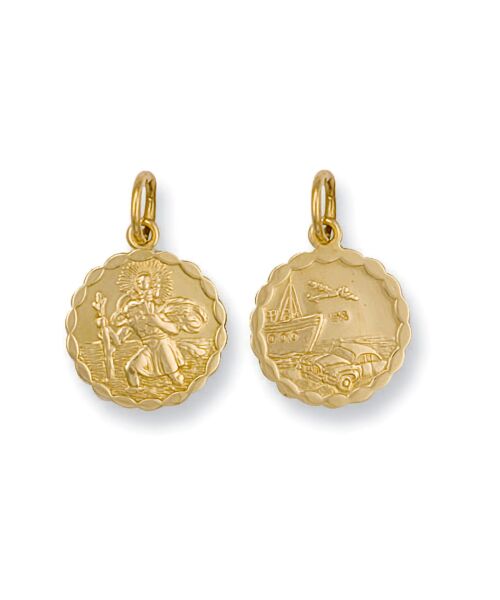 Yellow Gold Double Sided Fancy St Christopher Pendant SM0030