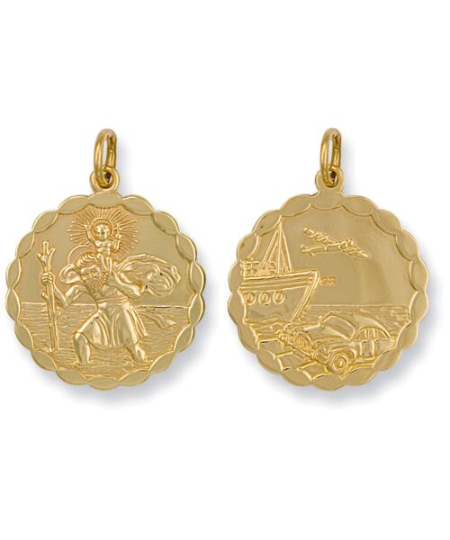 Yellow Gold Double Sided Fancy St Christopher Pendant SM0032
