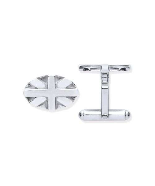 Silver Union Jack Oval Cufflinks SMA0052